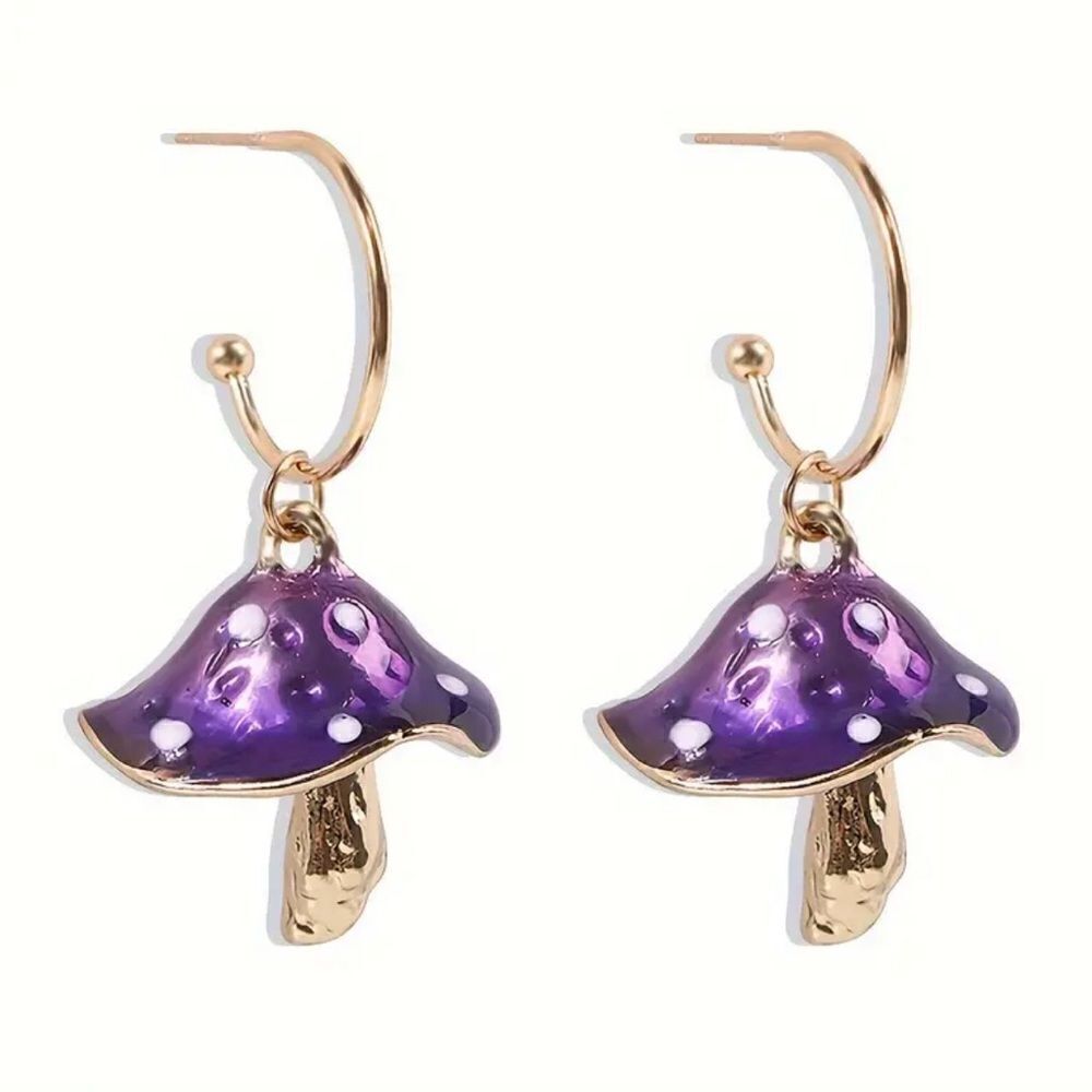 Purple mushroom earrings A43